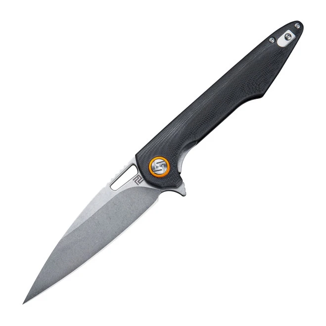 Artisan Archaeo Liner Lock Knife Black G10 Handle Plain D2 Edge Curve 1821P-BKC 1 Artisan Archaeo Liner Lock Knife Black G10 Handle Plain D2 Edge Curve 1821P-BKC