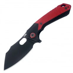 Artisan Cutlery CJRB Caldera Folding Knife Red/Black G10 Handle AR-RPM9 Cleaver Plain Black Blade J1923-BRE