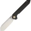CJRB Rampart Liner Lock Knife Black Carbon Fiber Handle Plain Sheepfoot D2 Blade J1907CF