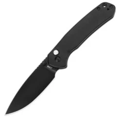 CJRB Pyrite Folding Knife Black Steel Handle AR-RPM9 Drop Point Plain Black Blade J1925-BST