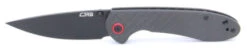 CJRB Feldspar Folding Knife Black Carbon Fiber Handle AR-RPM9 Drop Point Black Plain Blade CJ1912-BCF