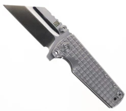 Artisan Proponent Frame Lock Folding Knife Gray Titanium Frag Pattern Handle S35VN Plain Edge Satin/Sand Polish Finish 1820G-FGY