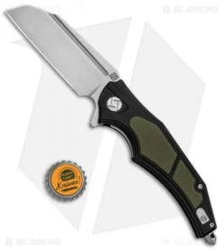Artisan Cutlery Apache Liner Lock Knife Black/Green G-10 (3.5" Stonewash) -Pocket Knife Shop Artisan Apache LL Black Ti Green G 10 SW ATZ1813PBGN BHQ 87135 jr bottlecap