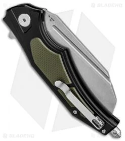 Artisan Cutlery Apache Liner Lock Knife Black/Green G-10 (3.5" Stonewash) -Pocket Knife Shop Artisan Apache LL Black Ti Green G 10 SW ATZ1813PBGN BHQ 87135 jr side