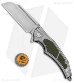Artisan Cutlery Apache Liner Lock Knife Gray/Green G-10 (3.5" Stonewash) -Pocket Knife Shop Artisan Apache LL Gray Green G 10 SW ATZ1813PGGN BHQ 87136 jr bottlecap