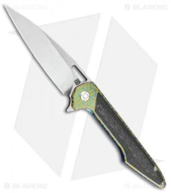 Artisan Cutlery Archaeo Frame Lock Flipper Knife Green/Blue Ti/CF (3.75" Satin)