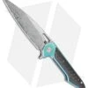 Artisan Cutlery Archaeo Frame Lock Flipper Knife Teal Ti/CF (3.8" Damascus)