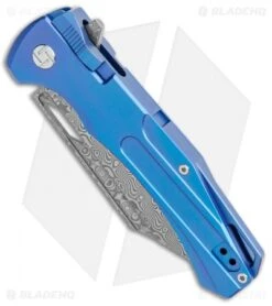 Artisan Cutlery Blowback Recoil-Lock Knife Blue Titanium (3.7" Damascus) -Pocket Knife Shop Artisan Cutlery Blowback Recoil Lock Blue Ti Damascus 1822G BU BHQ 113186 jr side