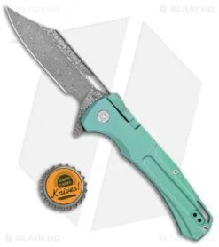 Artisan Cutlery Blowback Recoil-Lock Knife Green Titanium (3.7" Damascus) -Pocket Knife Shop Artisan Cutlery Blowback Recoil Lock Green Ti Damascus 1822G GN BHQ 113185 jr bottlecap