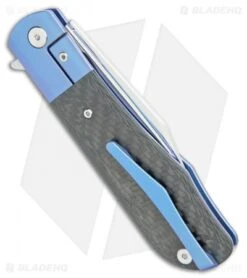 Artisan Cutlery D. Rocket Hyperion Frame Lock Knife CF/Blue Ti (4" Satin) 1834G -Pocket Knife Shop Artisan Cutlery D Rocket Hyperion FL CF Blue Ti Satin 1834G BHQ 105422 jr side