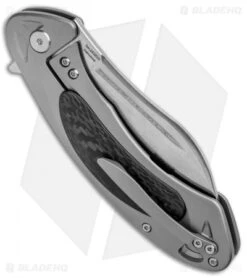 Artisan Cutlery Eterno Frame Lock Knife Gray Ti/CF (3.5" Damascus) -Pocket Knife Shop Artisan Cutlery Eterno LL Gray Ti CF Damascus ATZ1818GDGY BHQ 91793 jr side