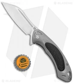 Artisan Cutlery Eterno Frame Lock Knife Gray Ti/CF (3.5" Satin) -Pocket Knife Shop Artisan Cutlery Eterno LL Gray Ti CF Satin ATZ1818GGYM BHQ 90067 jr bottlecap