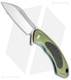 Artisan Cutlery Eterno Liner Lock Knife Green Stripe Ti/CF (3.54" Satin S35VN)
