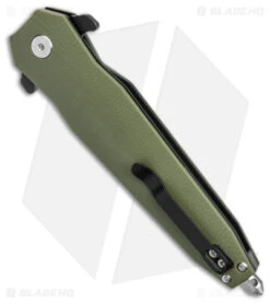 Artisan Cutlery Hornet Liner Lock Knife Smooth OD Green G-10 (3.54" Black D2) -Pocket Knife Shop Artisan Cutlery Hornet LL OD Green G 10 Black BHQ 95788 jr side