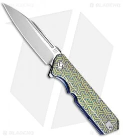 Artisan Cutlery Littoral Frame Lock Knife Gold Stripe Titanium (3.75" Stonewash)
