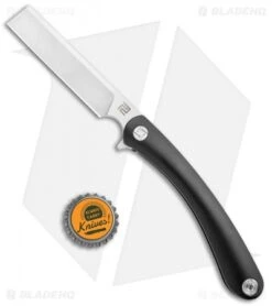 Artisan Cutlery Orthodox Frame Lock Knife Black Ti (3.75" Satin CPM-S35VN) -Pocket Knife Shop Artisan Cutlery Orthodox FL Black Ti Satin ATZ1817GBKS BHQ 90046 jr bottlecap