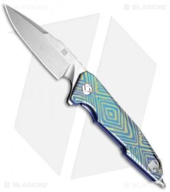 Artisan Cutlery Predator Frame Lock Knife Blue/ Gold Ti (3.75" Stonewash S35VN)