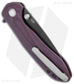 CJRB Scoria Liner Lock Knife Burgundy Micarta (3.5" Black) -Pocket Knife Shop Artisan Cutlery Scoria Folding Red Micarta Black BHQ 139319 jr side
