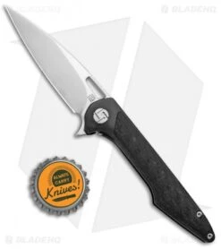 Artisan Cutlery Small Archaeo Frame Lock Flipper Knife Black Ti/CF (3" Damascus) -Pocket Knife Shop Artisan Cutlery Small Archaeo FL Black Ti CF Damascus ATZ1821GSDBK BHQ 93340 jr bottlecap