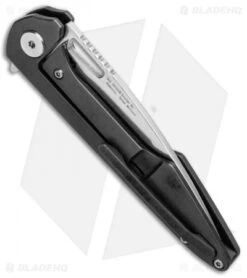 Artisan Cutlery Small Archaeo Frame Lock Flipper Knife Black Ti/CF (3" Damascus) -Pocket Knife Shop Artisan Cutlery Small Archaeo FL Black Ti CF Damascus ATZ1821GSDBK BHQ 93340 jr side