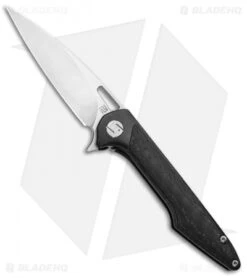 Artisan Cutlery Small Archaeo Frame Lock Flipper Knife Black Ti/CF (3" Satin)