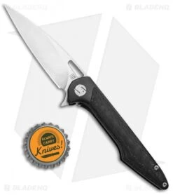 Artisan Cutlery Small Archaeo Frame Lock Flipper Knife Black Ti/CF (3" Satin) -Pocket Knife Shop Artisan Cutlery Small Archaeo FL Black Ti CF Satin ATZ1821GSBKM BHQ 93338 jr bottlecap
