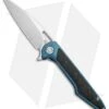 Artisan Cutlery Small Archaeo Frame Lock Flipper Knife Blue Ti/CF (3" Damascus)