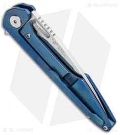 Artisan Cutlery Small Archaeo Frame Lock Flipper Knife Blue Ti/CF (3" Satin) -Pocket Knife Shop Artisan Cutlery Small Archaeo FL Blue Ti CF Satin ATZ1821GSBUM BHQ 93339 jr side