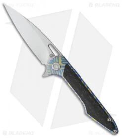 Artisan Cutlery Small Archaeo Frame Lock Flipper Knife Green/Blue CF (3" Satin)