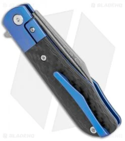 Artisan Cutlery Small Hyperion Bolster Lock Knife CF/Blue Ti (3" Damascus) -Pocket Knife Shop Artisan Cutlery Small Hyperion Bolster Lock CF Blue Ti Damascus 1834GS BU BHQ 113175 jr side