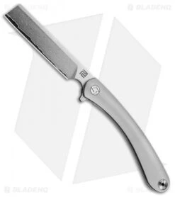 Artisan Cutlery Orthodox Frame Lock Knife Gray Ti (3.75" Damascus)