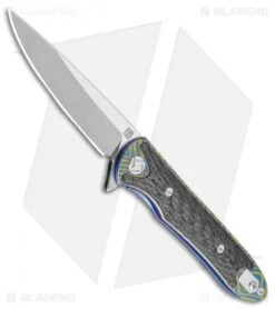 Artisan Cutlery Small Shark Liner Lock Knife Blue/Gold Carbon Fiber/Ti (3" SW)