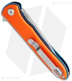 Artisan Cutlery Small Shark Liner Lock Knife Orange G-10/Blue (3" Stonewash) -Pocket Knife Shop Artisan Cutlery Small Shark LL Orange G 10 SW ATZ1707PSOEF BHQ 90013 jr side