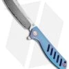 Artisan Cutlery Small Tomahawk Frame Lock Knife Blue Titanium (3" Damascus)