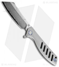 Artisan Cutlery Small Tomahawk Frame Lock Knife Gray Titanium (3" Damascus)