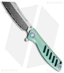 Artisan Cutlery Tomahawk Frame Lock Knife Green Titanium (3.8" Damascus)