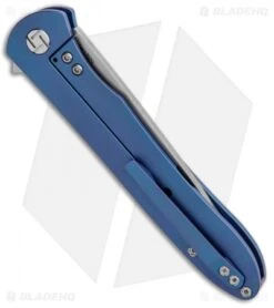 Artisan Cutlery Shark Liner Lock Knife CF/Blue Ti (4" Stonewash) 1707G-BU -Pocket Knife Shop Artisan Shark Blue Titanium Large S35VN 1707GBU BHQ 85018 jr side