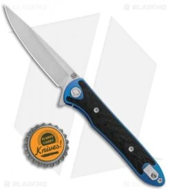 Artisan Cutlery Shark Frame Lock Knife CF/Blue Ti (3" Stonewash) 1707GS-BU -Pocket Knife Shop Artisan Shark Blue Titanium S35VN 1707GSBU BHQ 85022 jr bottlecap