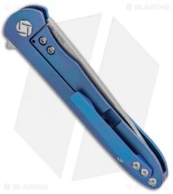 Artisan Cutlery Shark Frame Lock Knife CF/Blue Ti (3" Stonewash) 1707GS-BU -Pocket Knife Shop Artisan Shark Blue Titanium S35VN 1707GSBU BHQ 85022 jr side