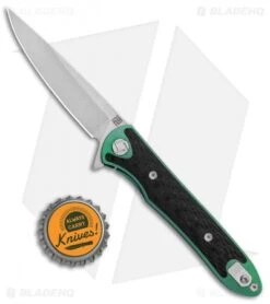 Artisan Cutlery Shark Liner Lock Knife CF/Green Ti (3" Stonewash) 1707GS-GN -Pocket Knife Shop Artisan Shark Green Titanium S35VN 1707GSGN BHQ 85023 jr bottlecap