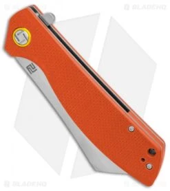 Artisan Cutlery Tomahawk Liner Lock Knife Orange G-10 (3.8" Stonewash) -Pocket Knife Shop Artisan Tomahawk Orange G10 SW BHQ 87140 er spine