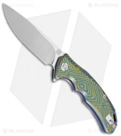 Artisan Cutlery Tradition Frame Lock Knife Gold/Blue Swirl Titanium (3" SW)