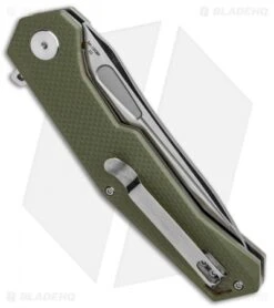 Artisan Cutlery Zumwalt Liner Lock Knife Textured Green G-10 (3.8" Satin) -Pocket Knife Shop Artisan Zumwalt FL Textured Green G 10 Satin ATZ1808PGNF BHQ 87224 jr side