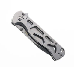 CJRB Chord Button Lock Folding Knife Stainless Skeletonized Handle HRC59-61 Drop Point Plain Edge Stonewash Finish J1927-ST -Pocket Knife Shop CJRB 1927 ST 01 61117.1683653288