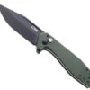 CJRB Riff Button Lock Folding Knife Green Micarta Handle AR-RPM9 Clip Point Plain Black Blade J1928-BMGN