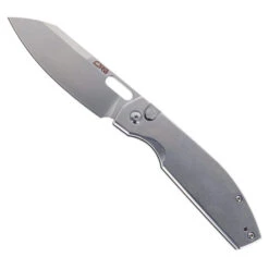 CJRB Ekko Button Lock Folding Knife Steel Handle AR-RPM9 Drop Point Plain Edge Stonewash Finish J1929B-ST