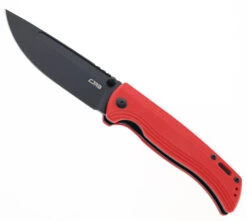 CJRB Resource J Folding Knife Red G10 Handle AR-RPM9 Drop Point Plain Black Blade J1932-BRE