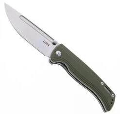 CJRB Resource J Folding Knife Green G10 Handle AR-RPM9 Drop Point Plain Edge Stonewash Finish J1932-GN