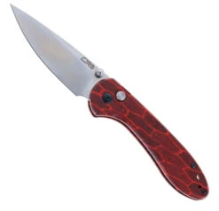 WMK Exclusive BUTTON Lock CJRB FELDSPAR Folding Knife Black/Red G10 GMascus Handle AR-RPM9 Stonewashed Plain Edge J1912-MFS