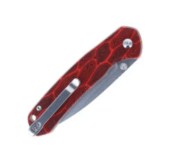 WMK Exclusive CJRB Pyrite Folding Knife Black & Red Gmascus G10 Handle AR-RPM9 Drop Point Plain Edge Stonewash Finish J1925-MFS -Pocket Knife Shop CJRB J1925 MFS 02 58273.1679942157